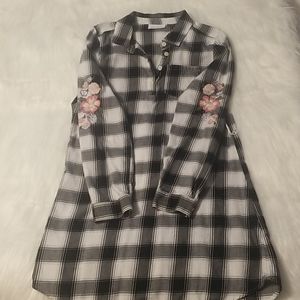 Girls L 10/12 plaid long sleeve shirt dress